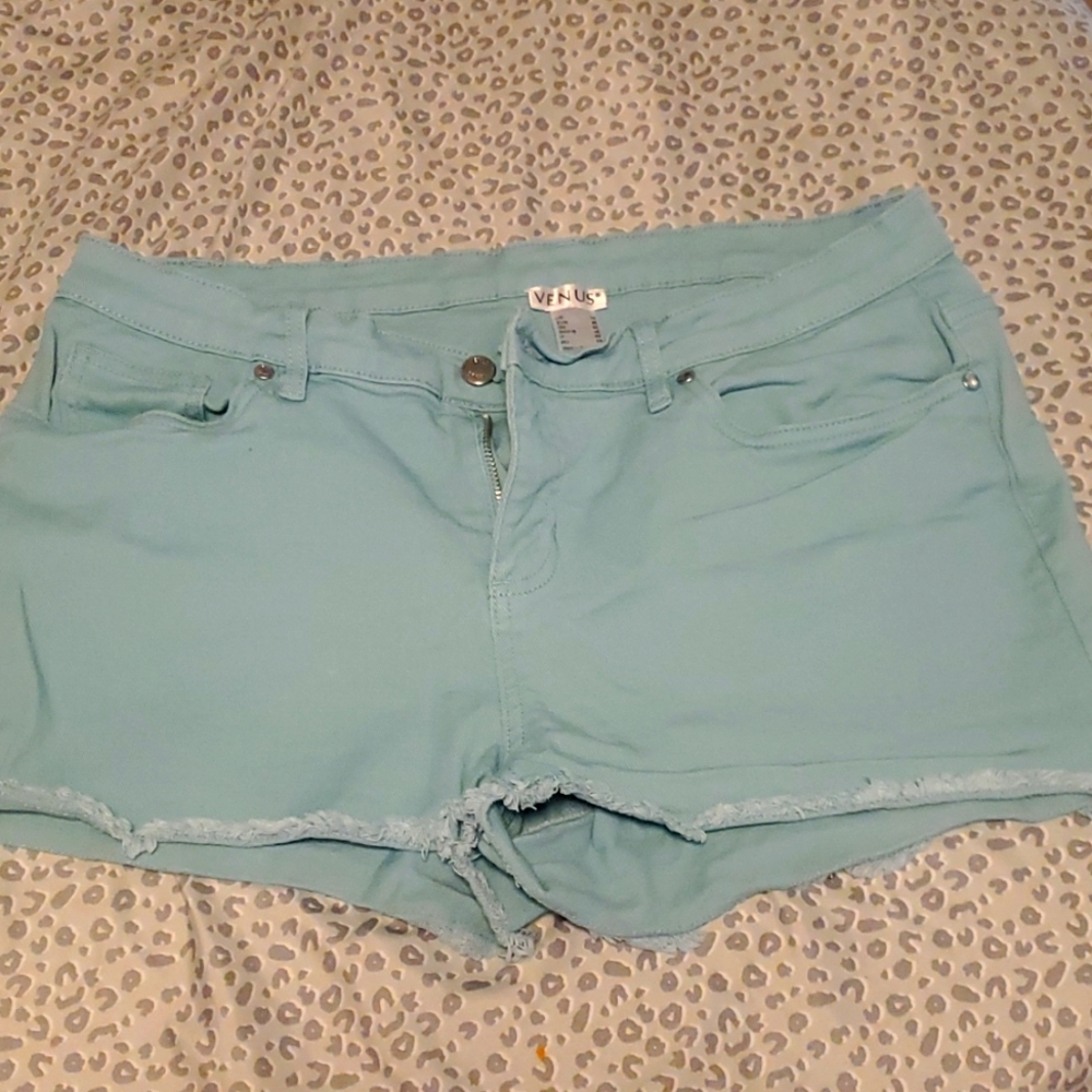 Venus teal denim shorts sz 14 (fits like a 12)